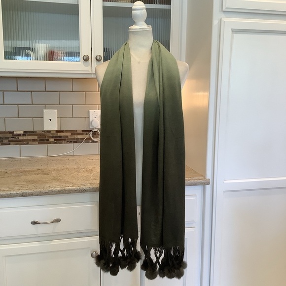 Unbranded Accessories - Green Scarf Throw with Tassels Ombré Wrap